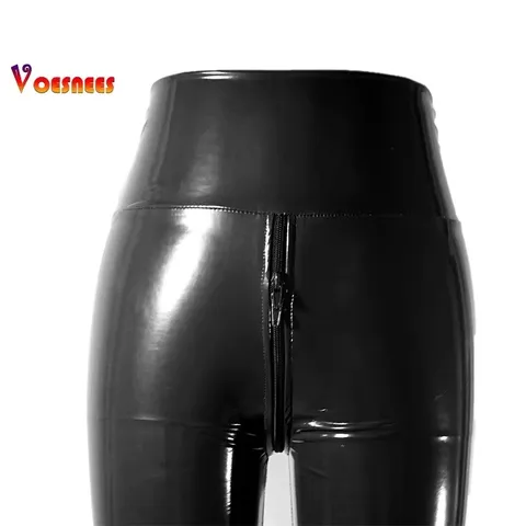 Voesnees женские блестящие леггинсы из искусственной кожи