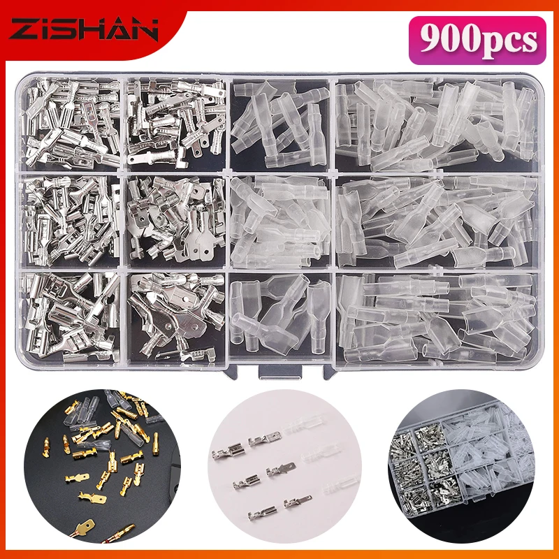 

1050Pcs Boxed Terminal Connector Cold Pressed O/U Crimp Terminal Copper Wiring 2.8-6.3mm Wire Connector Cable Termination Plier