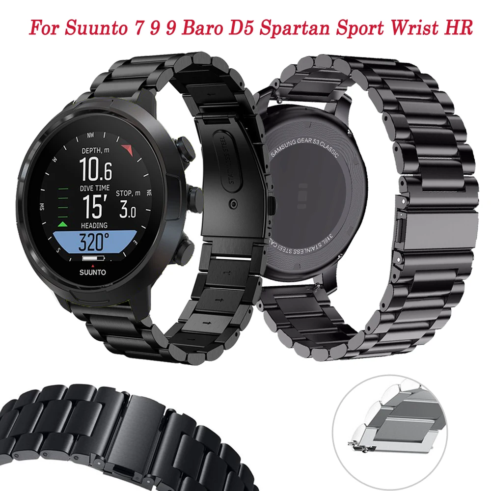 

24mm Stainless Steel Smart Strap For Suunto 9 Baro 7 D5 / Spartan Sport Wrist HR/Baro Replacement Watch Band Bracelet Wristband