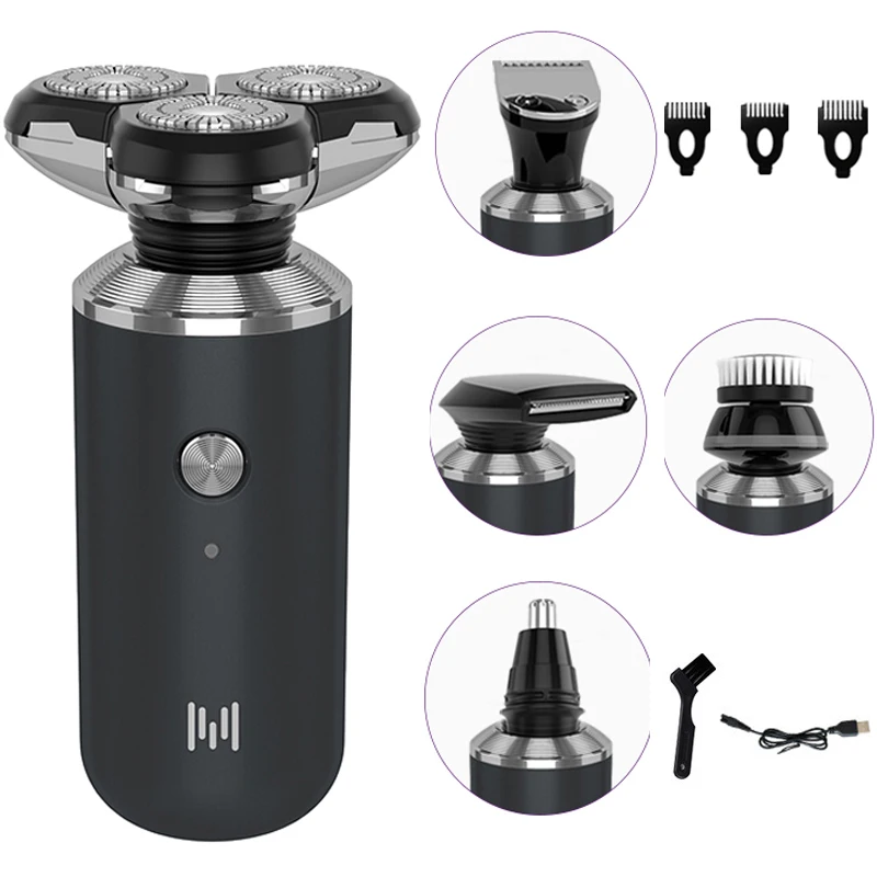 

Electric Shaver Razor Shaving Beard Machine for Men Dry Wet Beard Trimmer Rechargeable washable 3D head Dual Blades