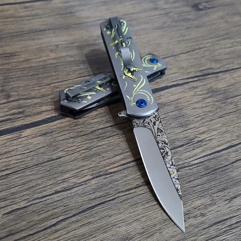 Нож из дамасской стали быстрооткрывающийся складной клинок нож 440C стальная