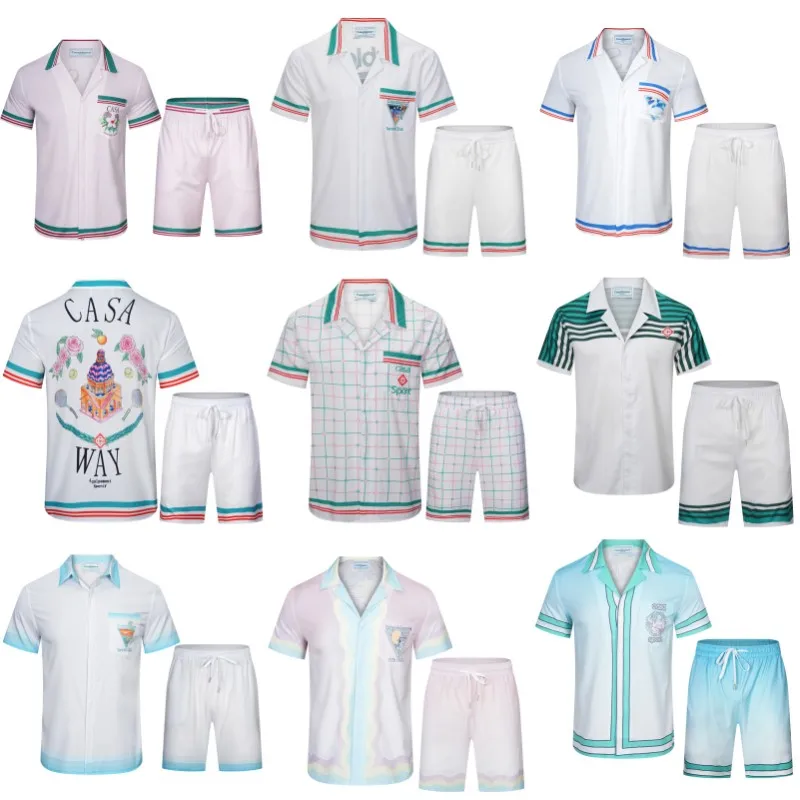 

Summer Collection Casablanca Shirts Set Tennis Club Leisure Loose Sports Suit Short Sleeve for Men Women