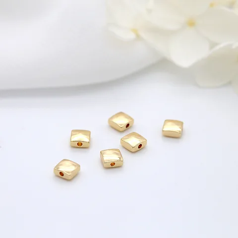 Бусины из латуни Florainer Tina, квадратные, золотого цвета, 20 шт., 5 мм, 6 мм