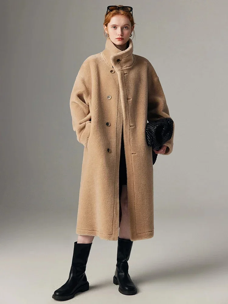Женская двусторонняя кашемировая куртка длинное кашемировое пальто из