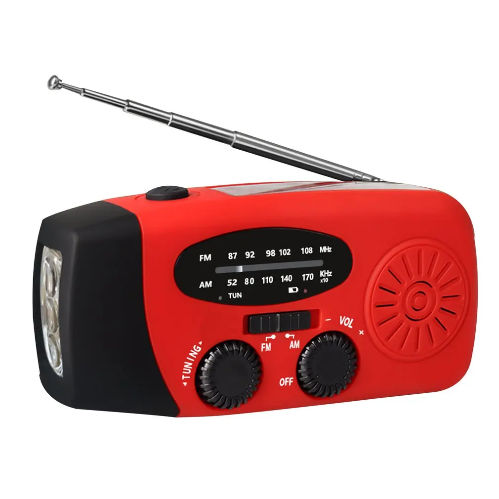 

Портативный радиоприемник с ручкой и солнечной батареей, AM/FM/NOAA, многофункциональное устройство для погоды со светодиодный ным фонариком, а...