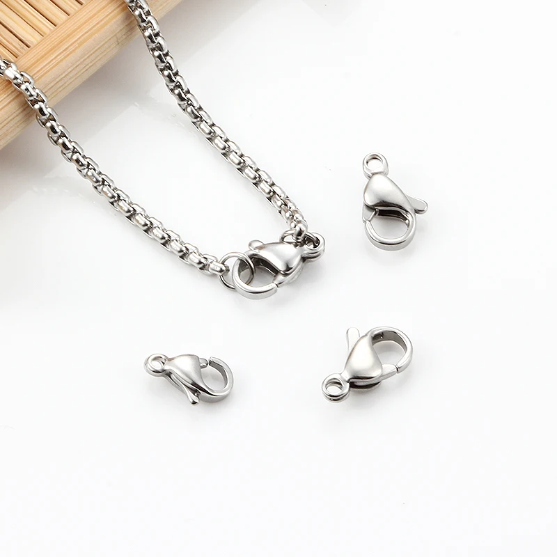 10Pcs/Lot Stainless Steel 9/10/11/12/13/15mm Lobster Clasps Hooks Connector For DIY Jewelry Making Supplies Meterials Accessorie