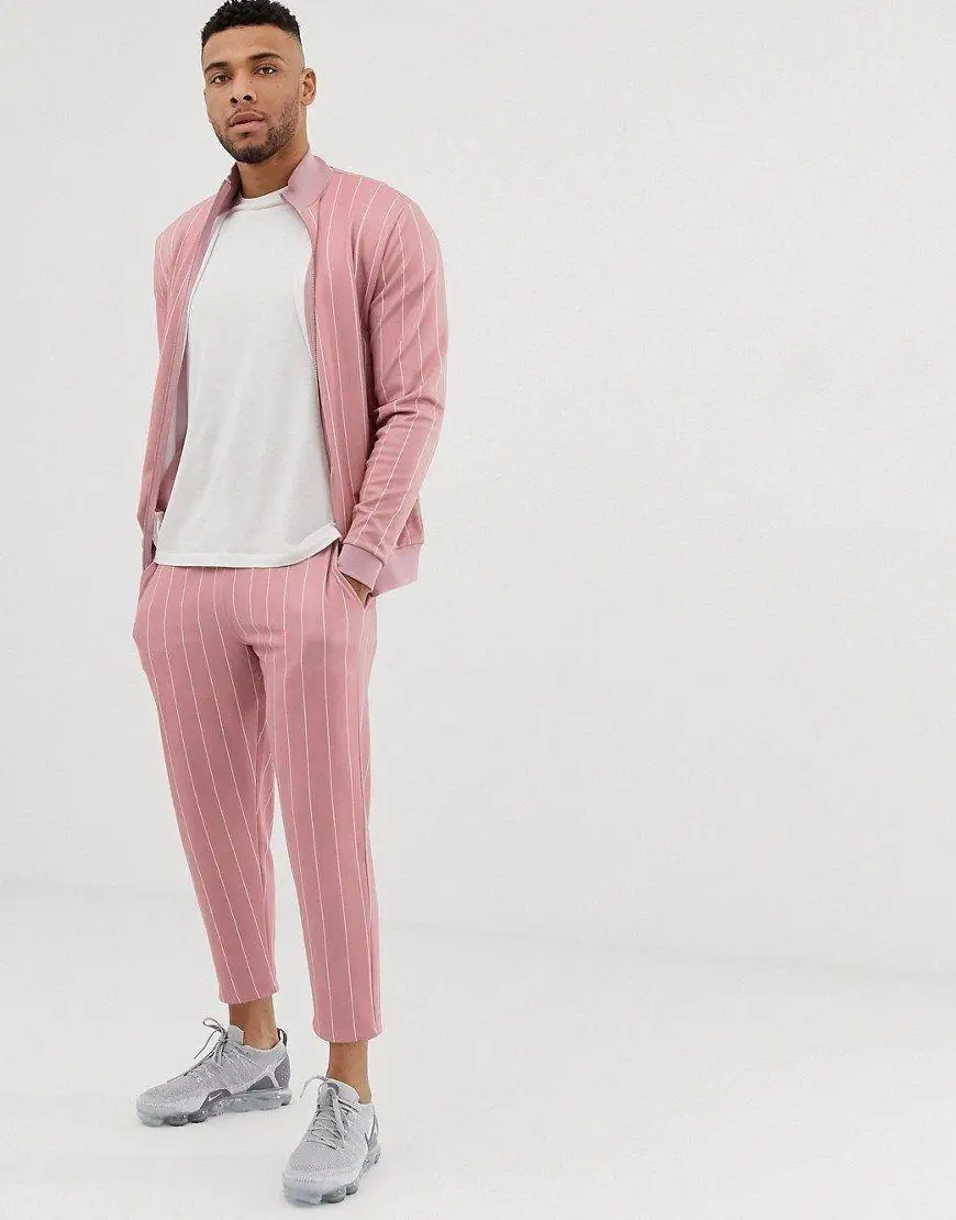 

Striped Bomber Trousers Pink