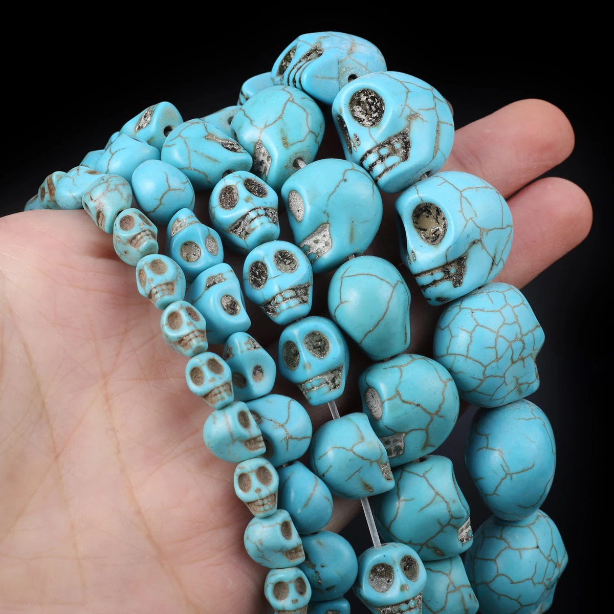 

Mixcolor Carved Skull Turquoise Beads Natural Stone Howlite Semi-finished Loose Beads for Jewelry Making DIY Bracelet Earrings