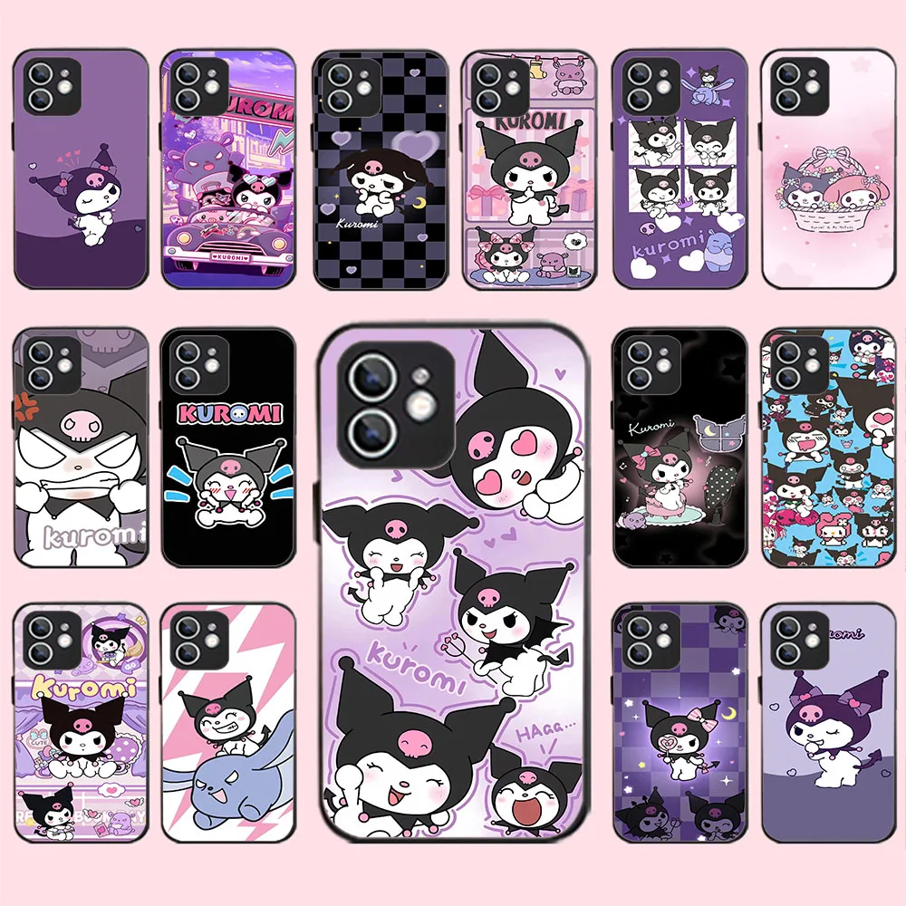 WBA-18 Sanrio-Kuromi Black Silicone Case For OPPO A3 5 9 15 16 17 38 40 52 53 54 57