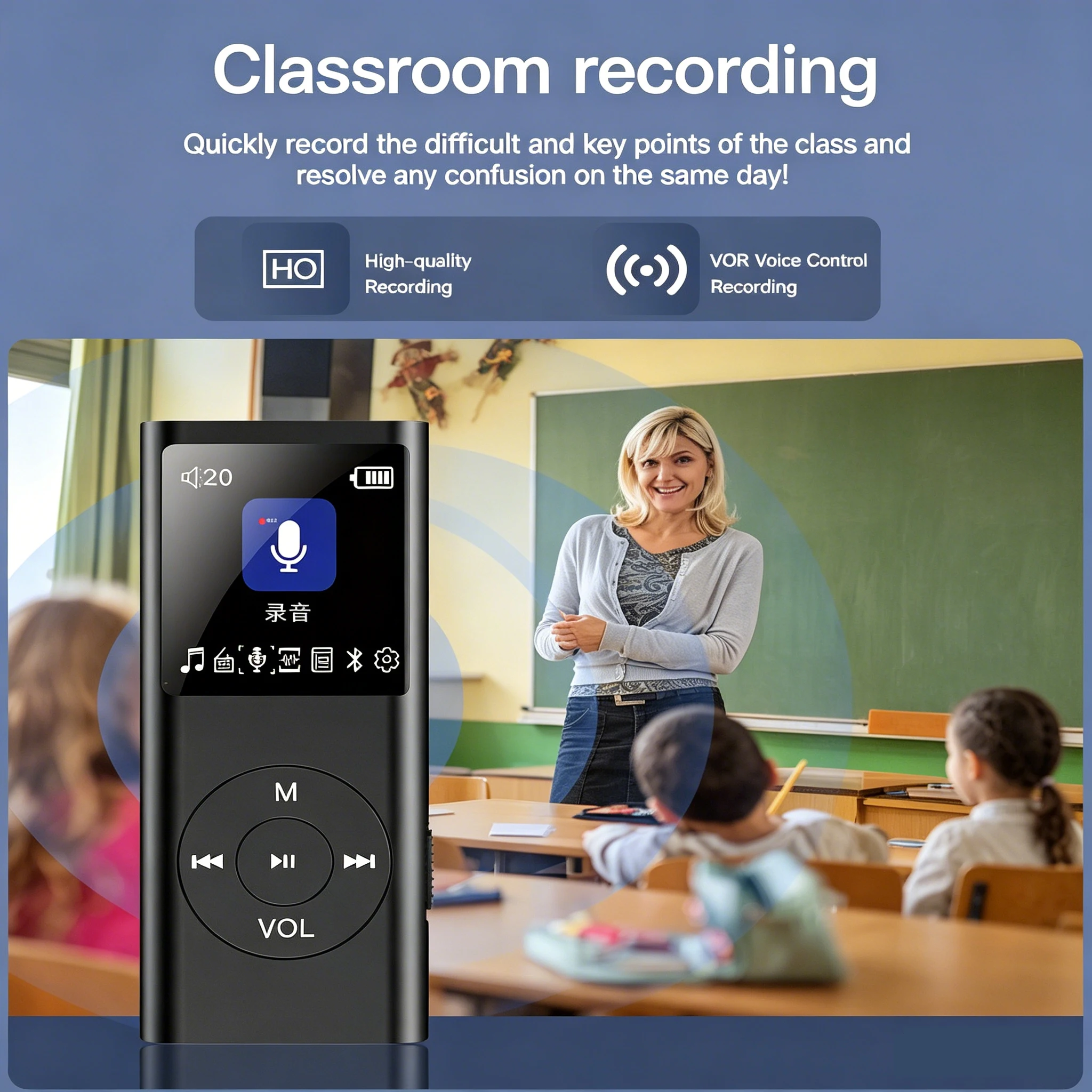 Фото KEBIDUMEI Bluetooth MP4 MP3-плеер для музыки без потерь, Walkman, поддержка электронных книг, запись аудио с TF-карты, воспроизведение звука без потерь, MP3 MP4-плеер №3