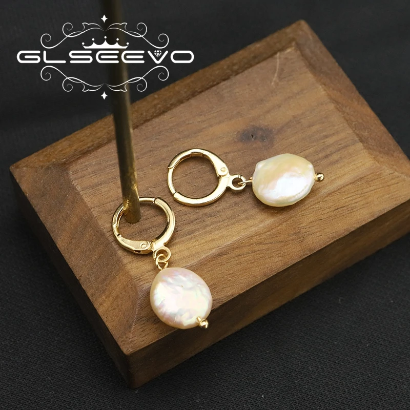 

GLSEEVO Natural Baroque Freshwater Pearls Ear Buckles Korean Style Cute Simple Trendy Earring Party Ball Birthday Gifts GE1181