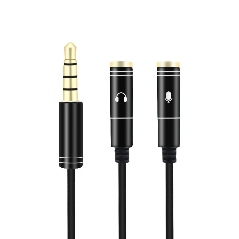 

3.5mm Audio Divider Conversion Cable Metal One-to-two Earphone Microphone Adapter Cable