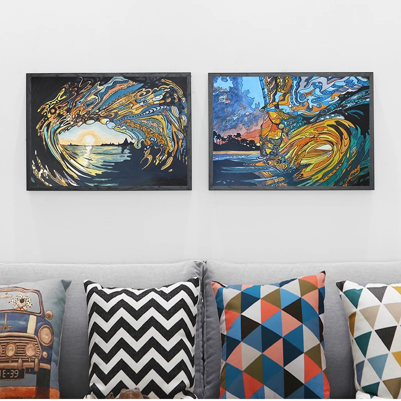 Abstract Hawaii Surf Wave Posters and Prints Wall Art Decorative Picture Canvas Painting for Living Room Home Decor