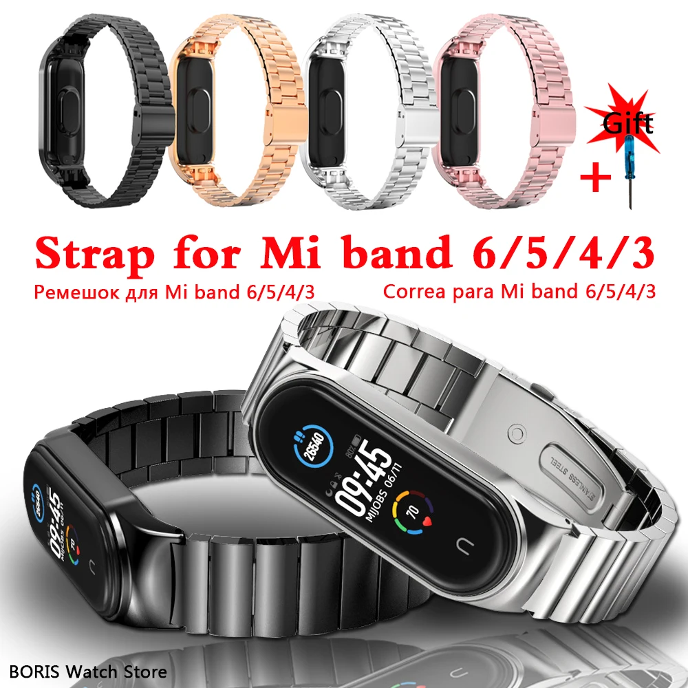 

Fashion Wristband For Xiaomi mi band 6 5 4 Bracelet 2022 Original Metal Strap For Mi Band 3 4 Screwless Steel Replacements Belt