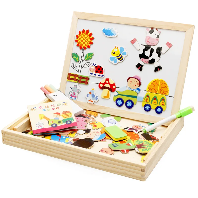 

Wooden Magnetic Puzzle Toys Children 3D Puzzle Figure/Animals/ Vehicle /Circus Drawing Board Learning Wood Toys Gifts Wood Toy