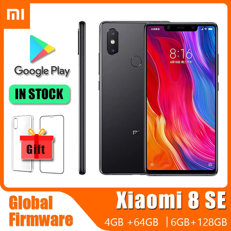 Original Xiaomi MI 8 SE Cellphone, With Phone Case, Dual SIM Smartphone 3120mAh Baterry Android Cell Phone (Random Color）