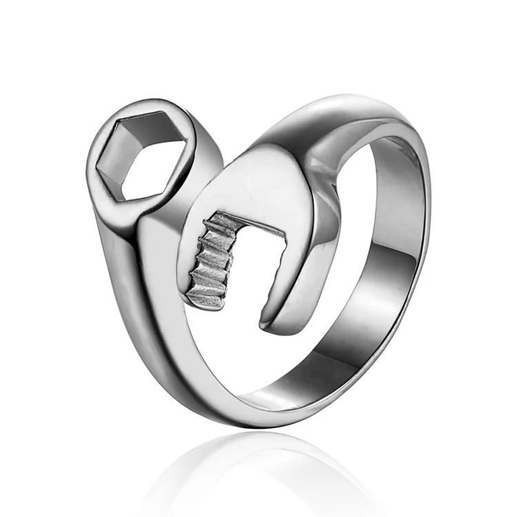 

Fashion Rings for Men Cool Biker Mechanic Wrench Stainless Steel Mens Ring Punk Style Size 7-13 anel masculino