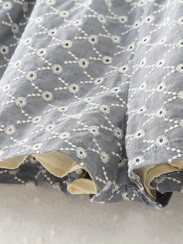 Jenny&Dave French Ethnic Style Geometric Hollow Fashion Ladies Shorts Summer Bermuda Embroidery Cotton Shorts Women