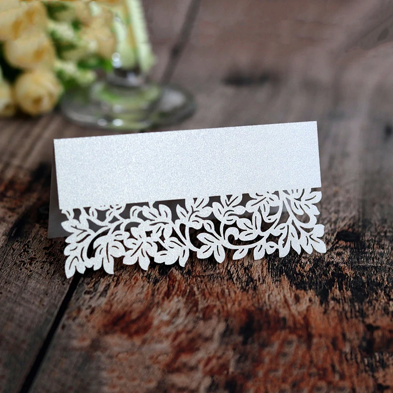 

50pcs Vine Name Place Cards Laser Cut Decoration Table Decor Table Name Message Greeting Card Birthday Wedding Party Supplies