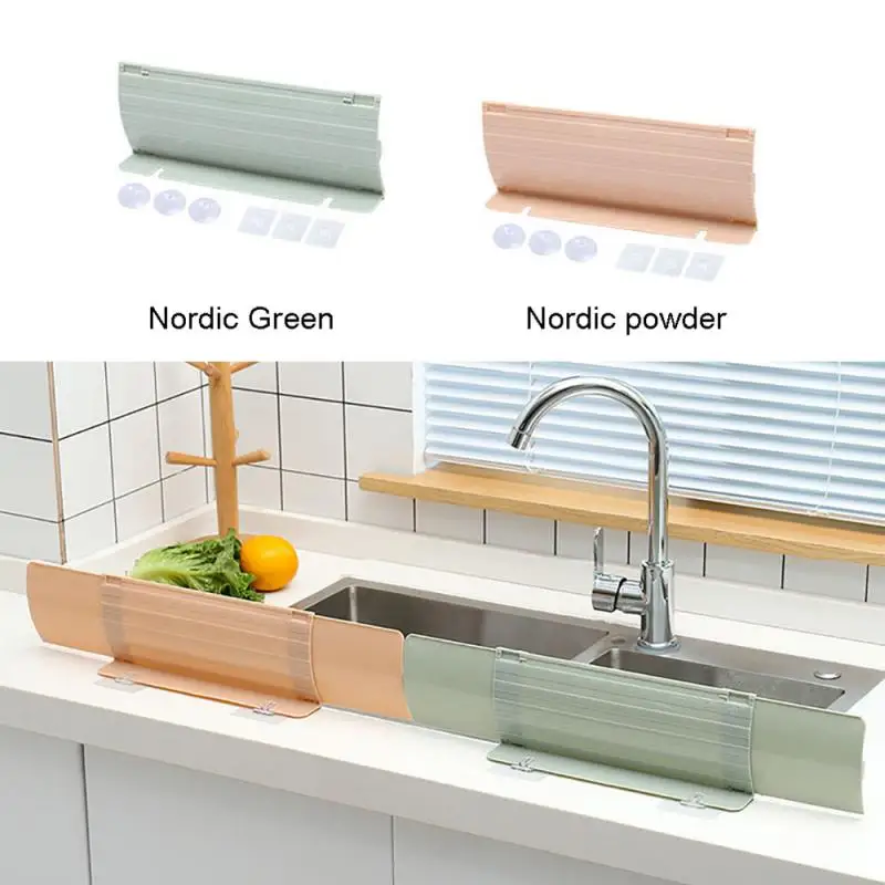 

2PCS Adjustable Water Baffle Sink Pool Water Splash Guard With Suction Cup Hook Bathroom Wash Basin Guard Board Kitchen Accessor