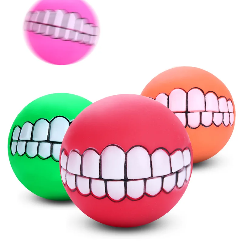 

Funny Pets Dog Puppy Cat Ball Teeth Toy PVC Chew Sound Dogs Play Fetching Squeak Toys Pet Supplies dogs toys pets