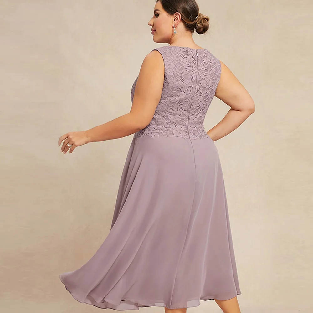 Фото 2-х предметное индивидуальное платье Vestidos para Mujer Elegantes y Bonitos размера плюс, платье трапециевидной формы для матери невесты, кружевные платья для свадебной вечеринки №4