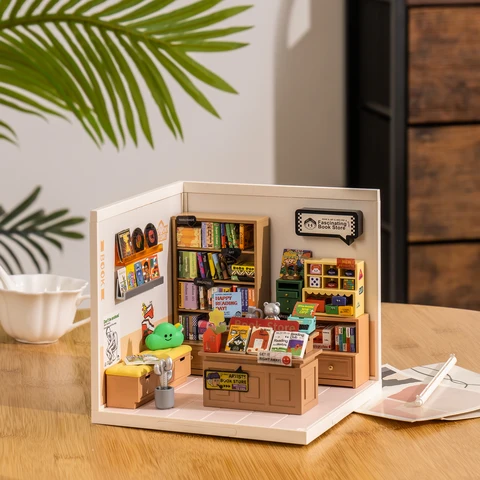 Robotime Rolife 3D пластиковая головоломка мини кукольный дом увлекательный книжный магазин DIY миниатюрный дом Комплект