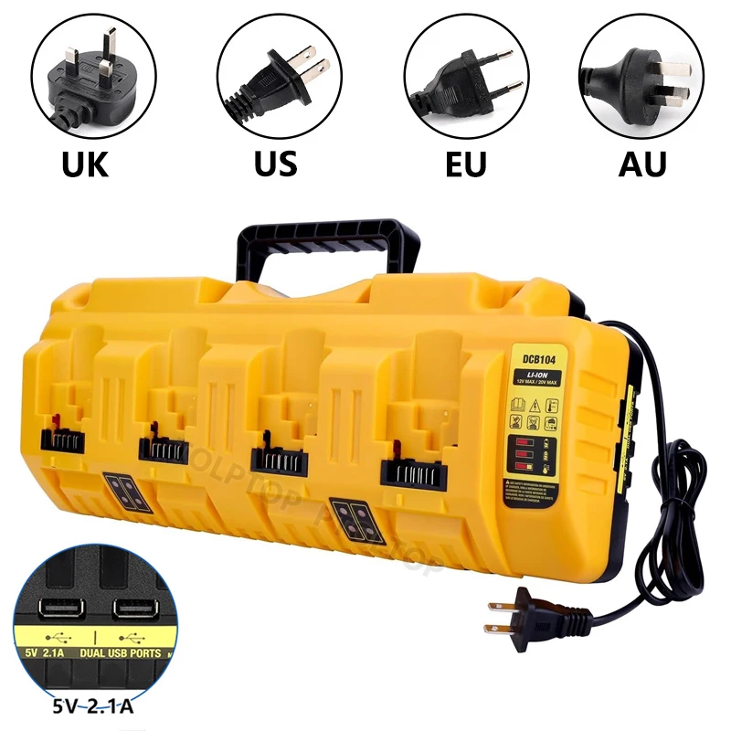 НОВОЕ 4-портовое быстрое зарядное устройство 3A замена литиевой батареи Dewalt 12-20 В