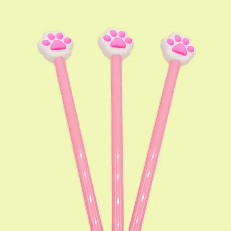 24 Pcs Wholesale Cute Cat Paw Pink Neutral Pen Gel Pens Student Writing School Bear Paw Stylos Cute Stationery Supplies