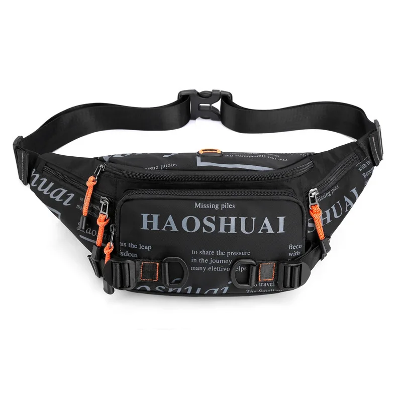New Outdoor Sports Men's Printed Alphabet Waist Bag Fashion Chest Bag Waterproof Nylon Cloth Oblique Cross Men's Bag