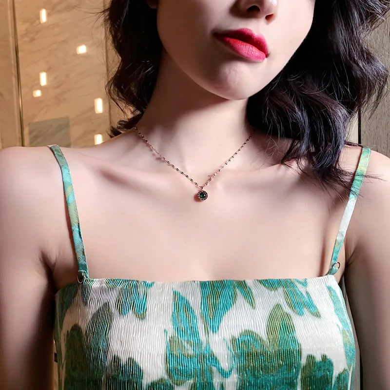 Роскошное Хрустальное круглое ожерелье с подвеской для женщин титановая римская