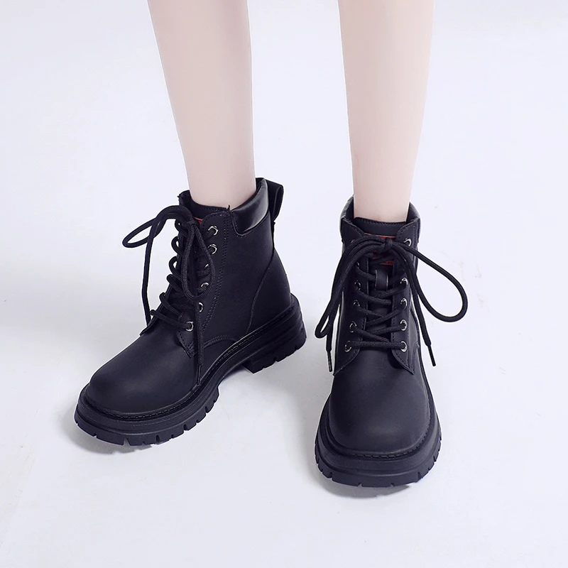 

New Women Boots Leather Waterproof Lace Up Military Boots Spring Ankle Lightweight Shoes Women Autumn Tooling Non Slip Boots