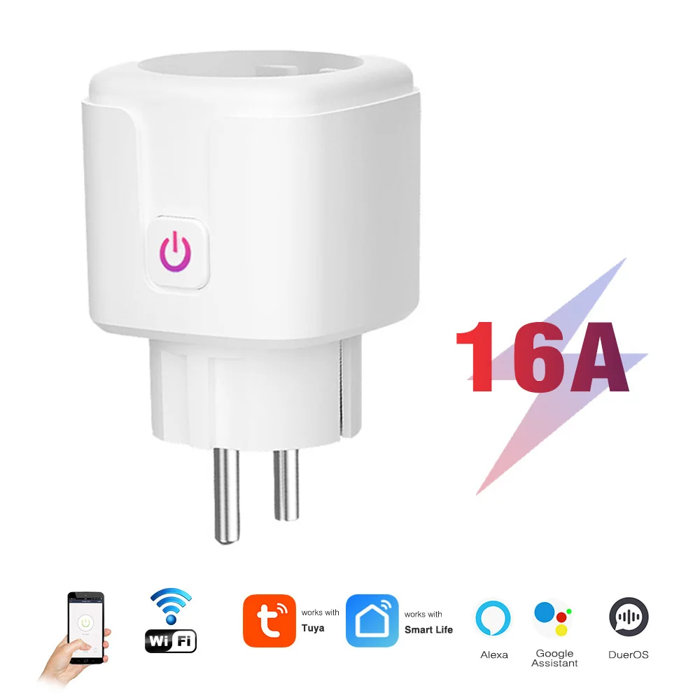 

WiFi Smart Plug 16A EU Socket Smart Life APP Work with Alexa Google Assistant Voice Control Power Monitor Timing