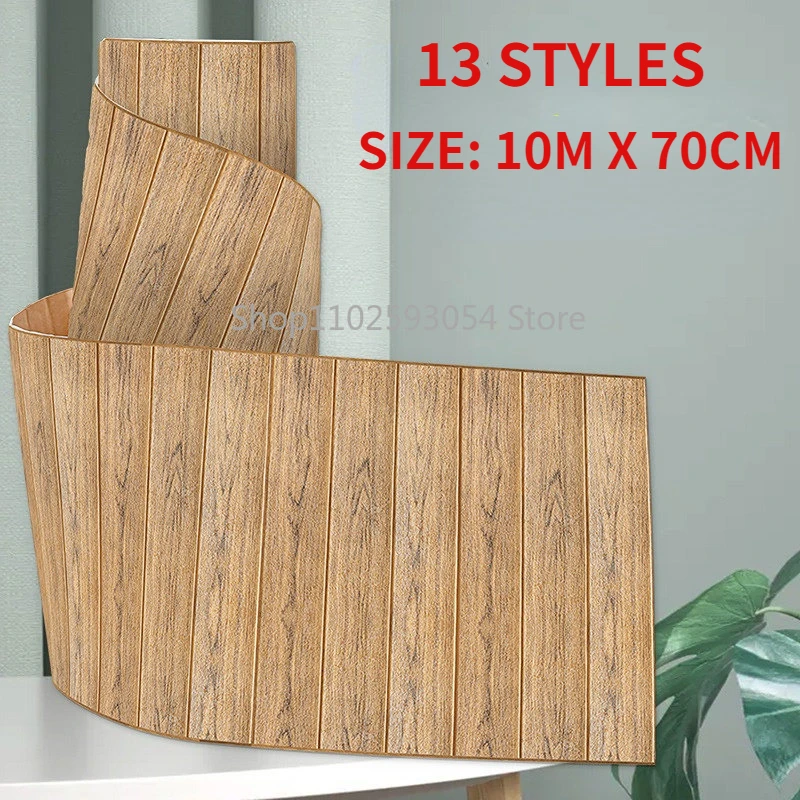 

3D Wood Grain Roll Self Adhesive Waterproof Brick Wall Sticker Living Room Bedroom Kitchen XPE Foam Wallpaper DIY Home Decor