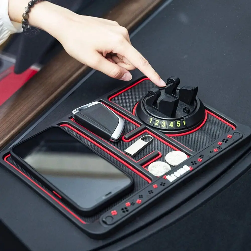

4 IN 1 Silicone Car Anti-Slip Mat Auto Phone Holder Sticky Anti Slide Dash Phone Mount Parking Number Card Car Pad Mat Gadget