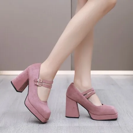 

Большие размеры; Обувь на высоком каблуке; Обувь на толстом каблуке с квадратным носком; Модная и удобная обувь с пряжкой