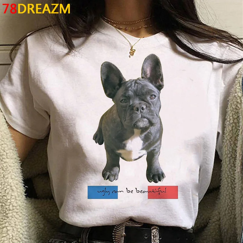 

French Bulldog t shirt women harajuku funny manga tshirt female funny graphic designer clothing