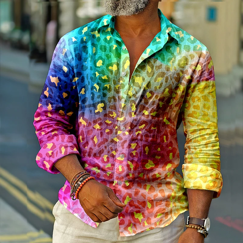 Men's Shirts Hip Hop Fashion Graffiti Print Long Sleeve Top Single-Breasted Casual Shirt 2022 Summer Autumn New Men Clothes
