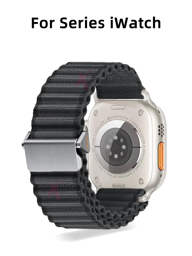 Ремешок нейлоновый спортивный для Apple Watch Series 9 8 7 Ultra 45 мм 41 44 40 6 5 4 SE 3 2 1