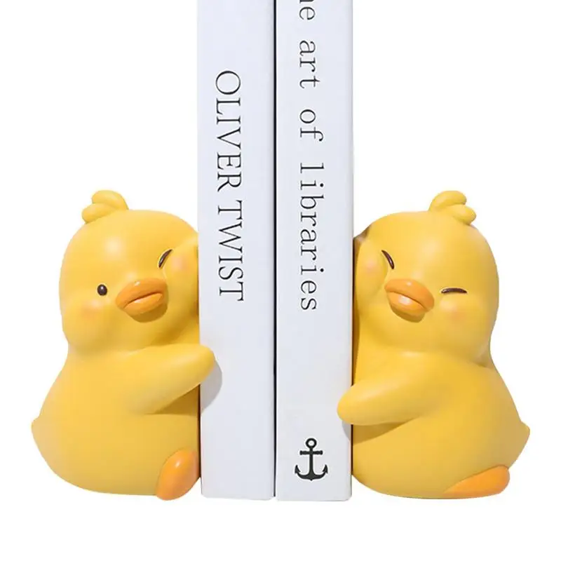 

Small Resin Bookends Duck Book Stopper Duck Animal Cute Bookends Ducks Hugging Shape Bookends For Bookshelf Cute Decoration