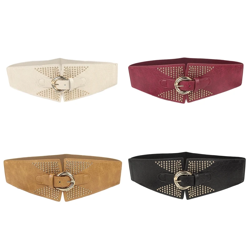 

Women Vintage PU Leather Corset Punk Waist Belt with Adjustable Holes Belts