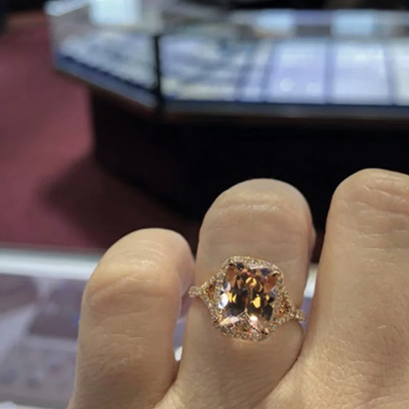 

Champagne Gold Crystal Zircon Rings for Women Wedding Engagement Gift Jewelry Whole Sale Jewelry