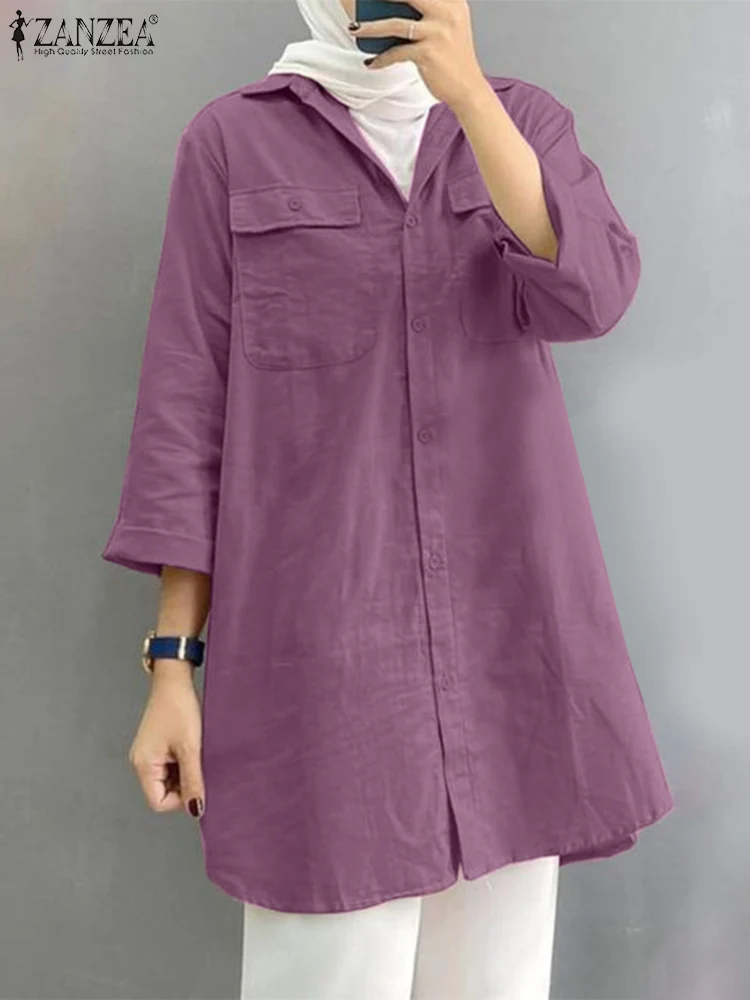 ZANZEA женская осенняя блузка с длинным рукавом мусульманская Турция Абая длинные