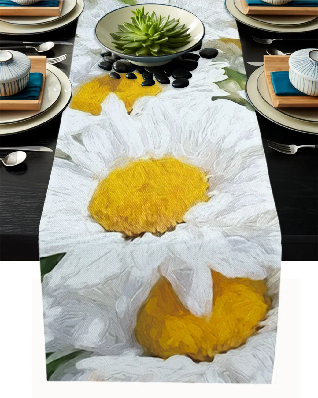

Flower Bloom White Daisy Tablecloth Table Runner Decoration Home Decor Dinner Table Decoration Table Decor