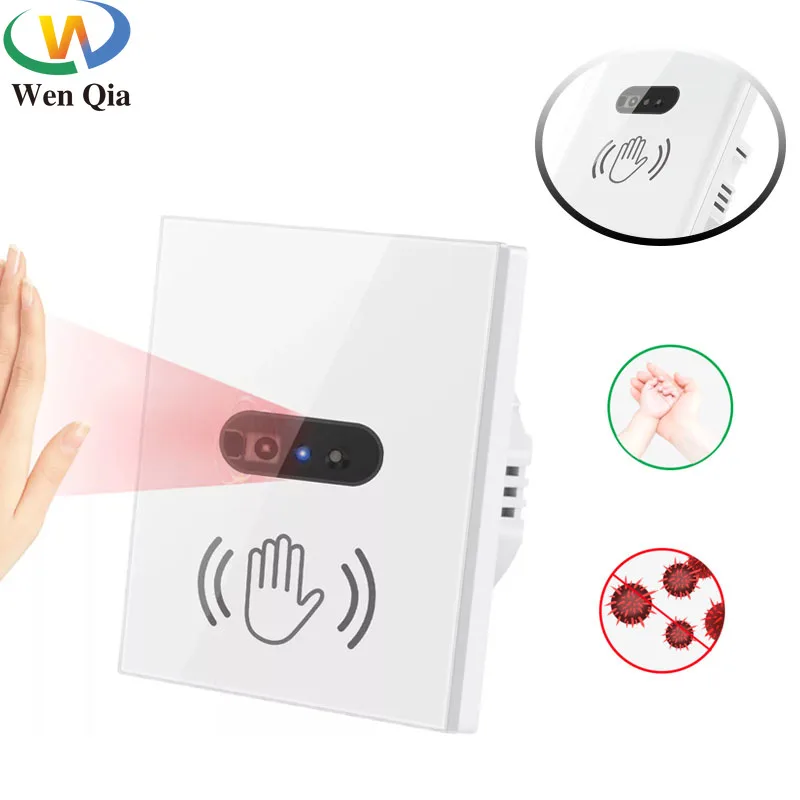 

EU UK Standard IR Sensor Infrared Switch 86*86 Wall Smart Light Switch No Need Touch 220V 110V Glass Screen Panel for Lamp Led