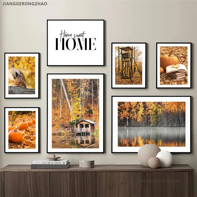 

Современный осенний пасторальный пейзаж, Картина на холсте, настенное искусство, природный ландшафт, плакат и печать для дома, гостиной, дизайн