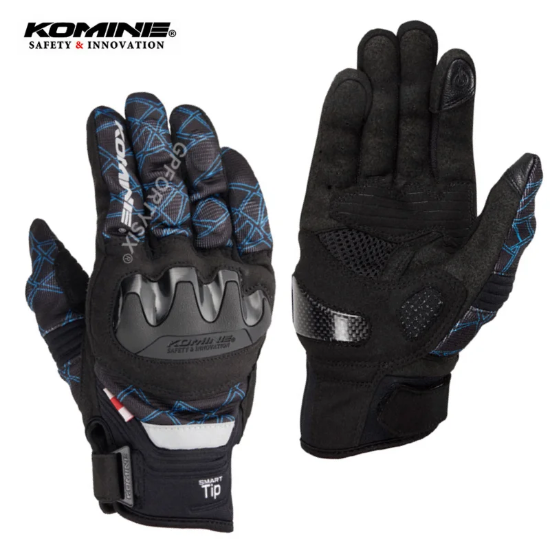 KOMINE Carbon Fiber Motorcycle Gloves Men 3D Summer Mesh Breathable Motocross Protective Glove Touch Screen Cotton Glove GK-220