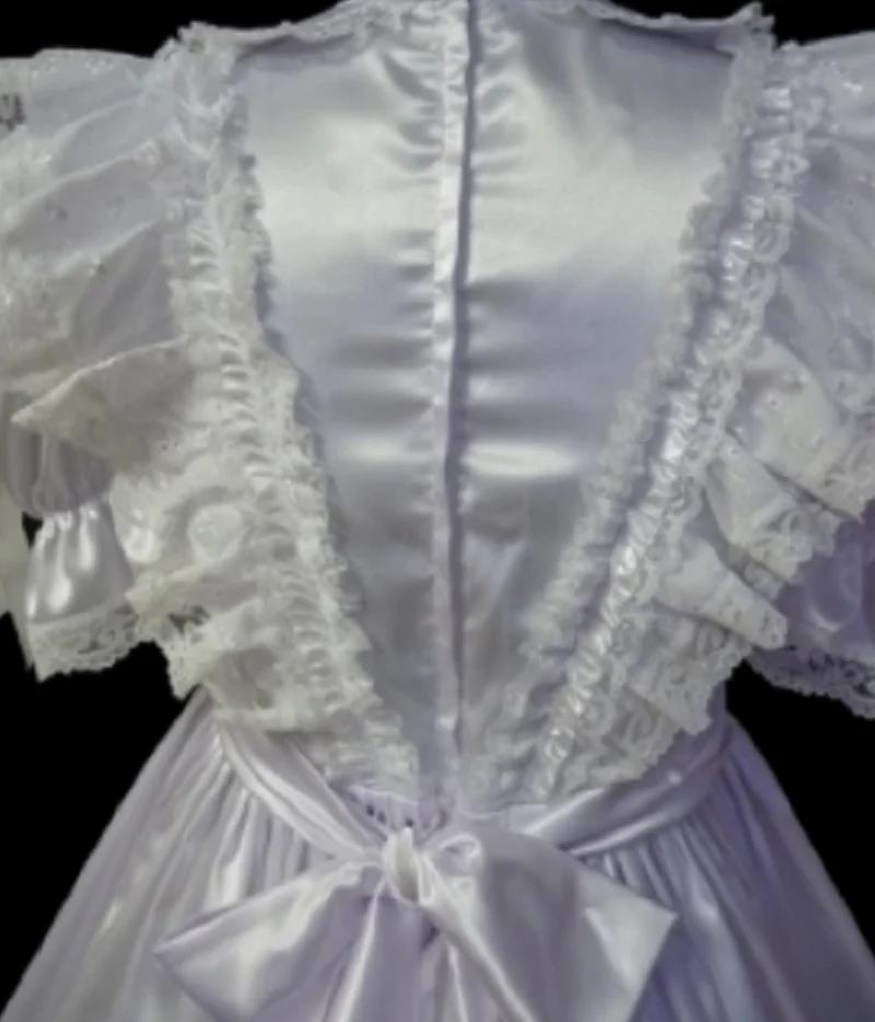 Белое Атласное кружевное милое платье с кукольным воротником для взрослых