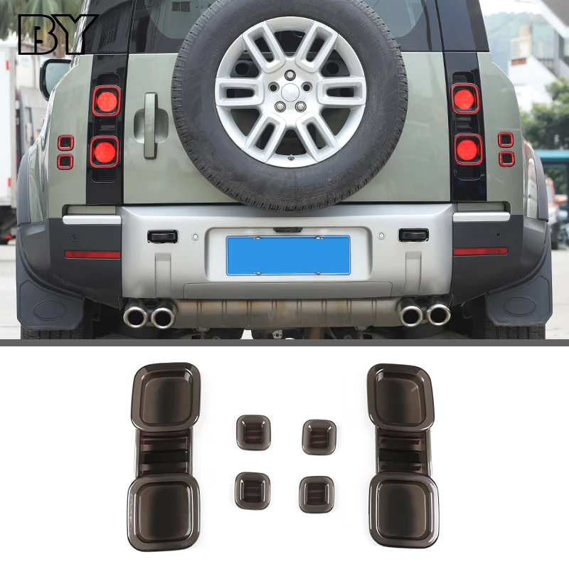 

For Land Rover Defender 2020-2022 6Pcs Smoked Car Tail Light Decoration Cover Accessories Taillight Lamp Trim Garnish Lamp Hoods