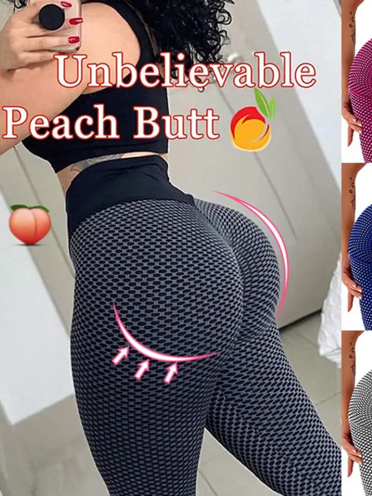 

Women's Leggings Ruched Butt Lifting Sports Pants High Waist Tummy Control Push Up Workout Leggings Textured Sexy Booty Legging